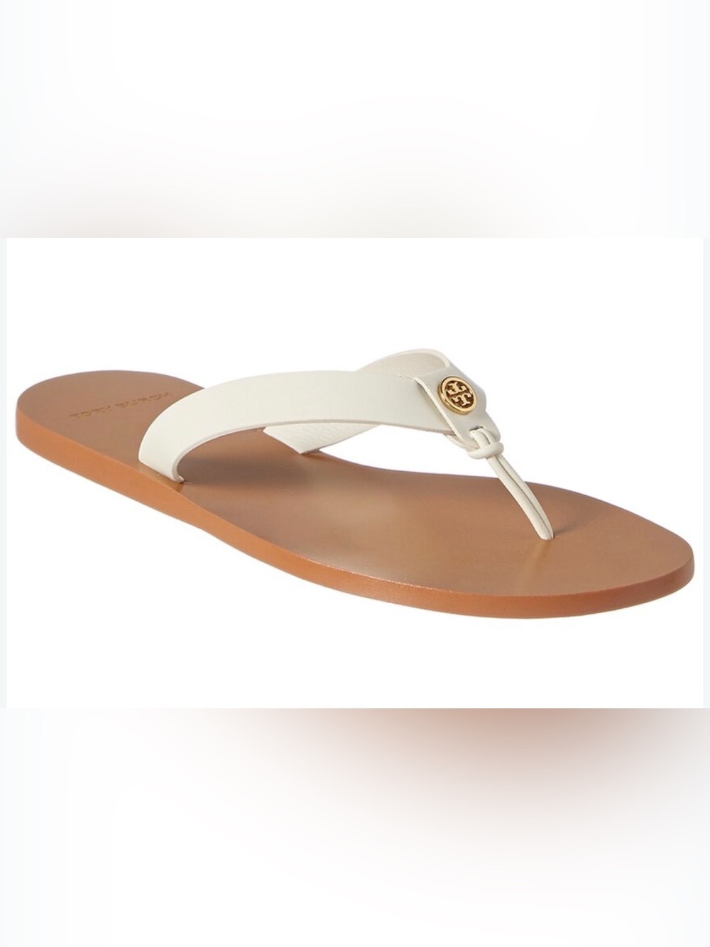 Tory Burch Manon White Leather Thong Sandals-Used